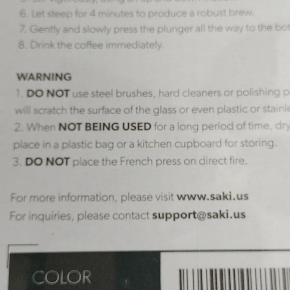 SAKI Kohimasuta Chrome Glass 8 Cup French Press coffee maker, 10 pc set - Picture 8 of 11